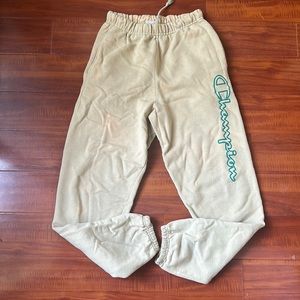 Champion light green wash sweats with bleach dye die look